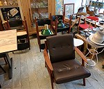 6 wood dining chairs, 2 wood/leather side chairs