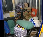 Personal belongings: 20 boxes, Desk, TV, Bicycle