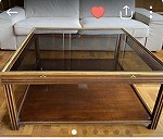 1 mesa madera y cristal 1mx1m  x 1, 1 mesa madera y cristal 60x60cm x 1